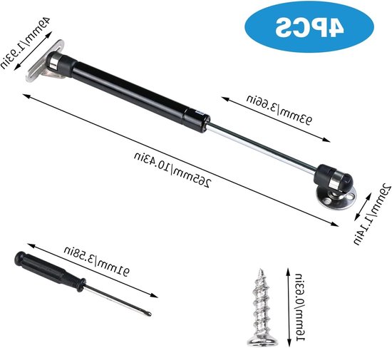 Hydraulische Gasveer 200N voor Meubels, Telescoopstang, Amortisseur voor Keuken en Deuren, Zwart van Merkloos	 — afbeelding 4