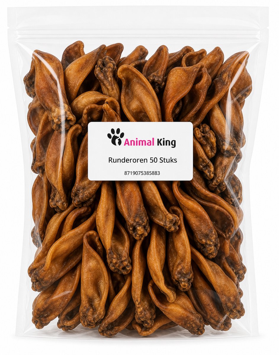 Runderoren met Pit voor Honden 50 Stuks - Koeien Oren XL voor honden - Kauwsnack Hond - Vergelijkbaaar met Kauwbotten en Hondenbot - Animal King - Honden Snacks