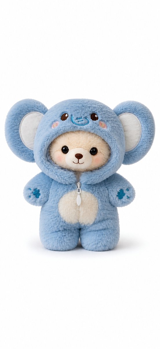 Poppenkleertjes voor 17cm pop of knuffel - Set van 3 onesies - Vos, Konijn & Olifant - Kleding voor designer modepop - Pluchen outfit met rits - Cadeauzakje van Merkloos — afbeelding 2