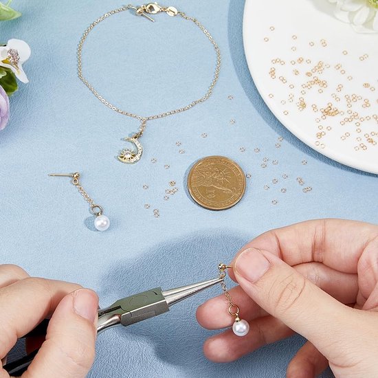 200 Stuks Open Jump Rings 2mm Goudkleurige Splitringen voor Sieraden, Kettingen, Armbanden en Oorbellen - Perfect voor DIY Creaties en Ambachten — afbeelding 2