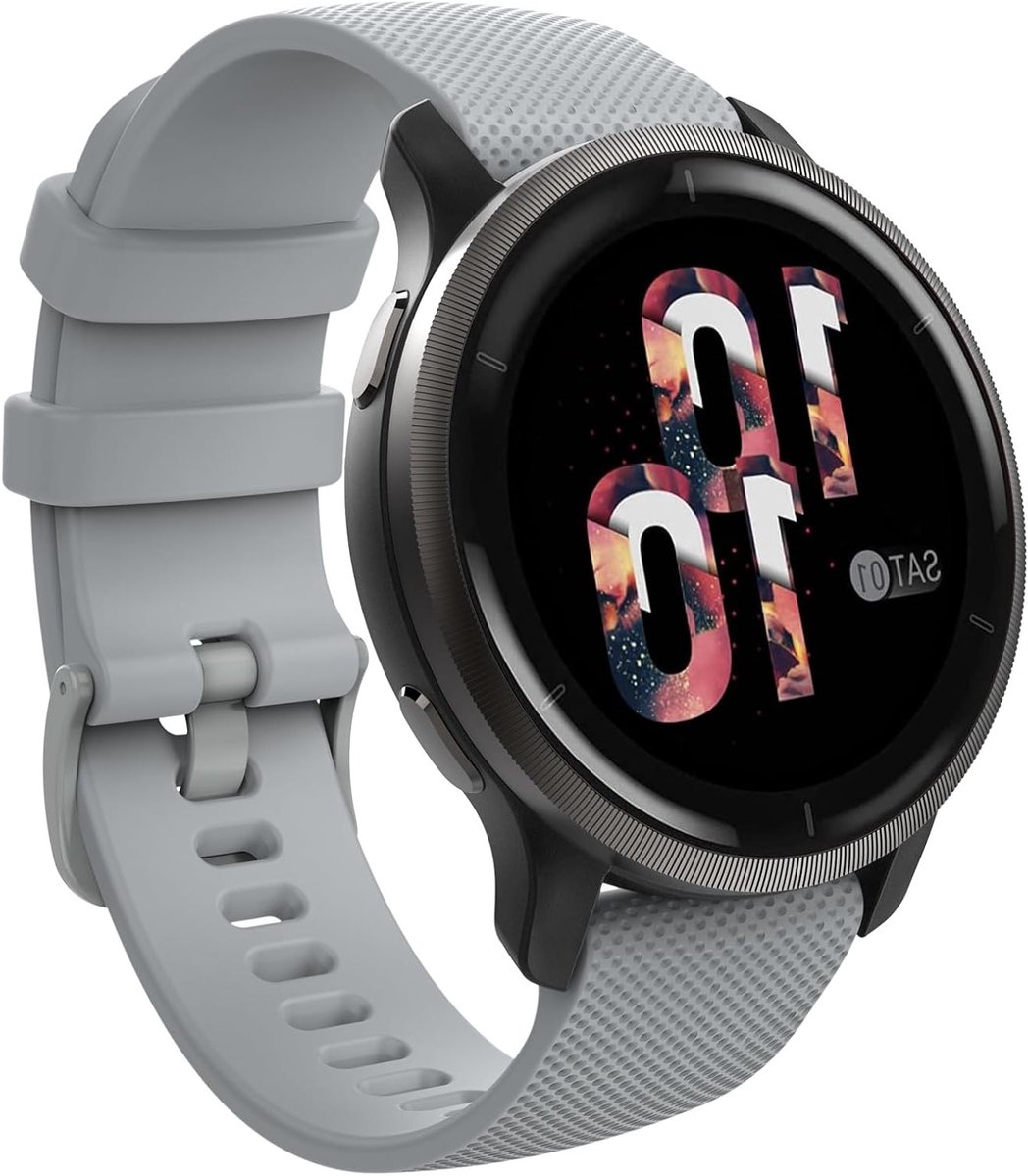 Zachte Siliconen Vervangband voor Garmin Vivoactive 4S, Venu 4, Forerunner 255S en 265S - Sportieve 18mm Horlogeband in Grijs, Ideaal voor Actieve Gebruik