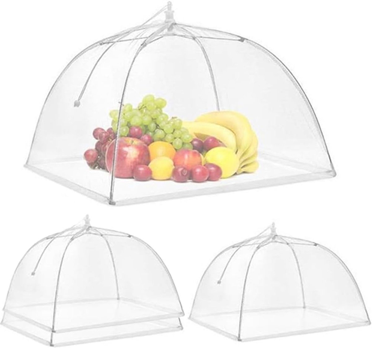 Vouwbare vliegenbescherming voor voedsel, fruit en BBQ - 4-delige set met mesh materiaal en perfecte dekking