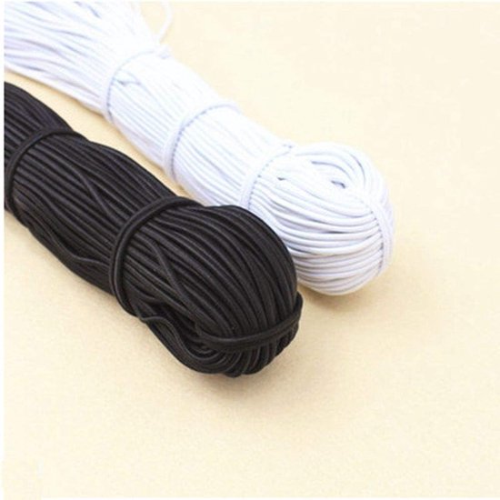 45 Yards 2MM Elastisch Touw Bungee Shock Cord voor DIY Projecten - Polyester Bungee Koord (Wit/Zwart) — afbeelding 2