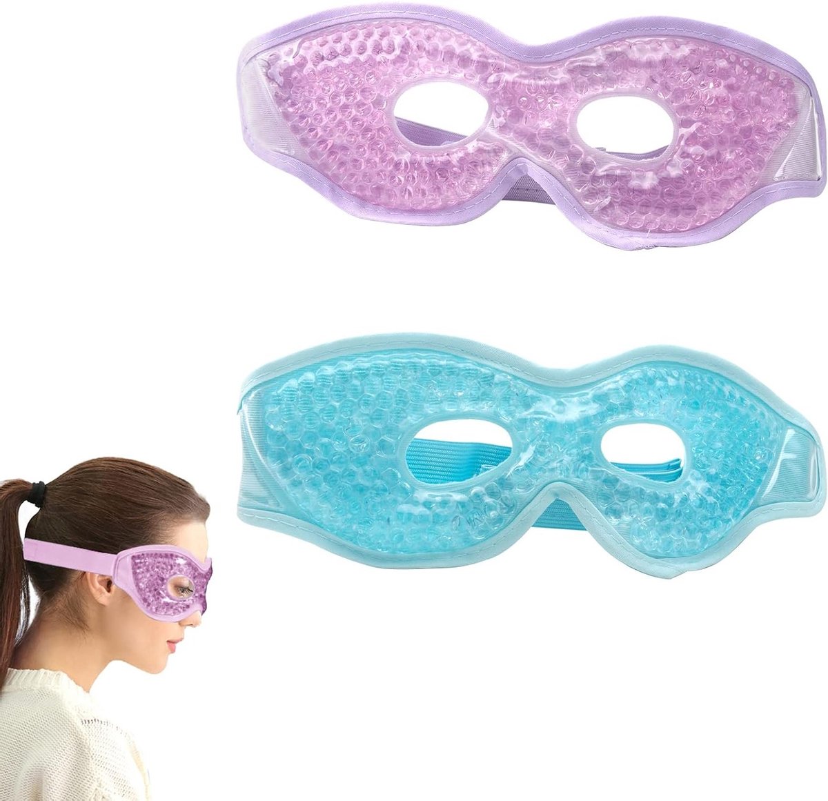 Set van 2 Koelende Oogmaskers - Herbruikbare Gel Maskers voor Donkere Kringen, Opgezwollen Ogen en Vermoeide Ogen