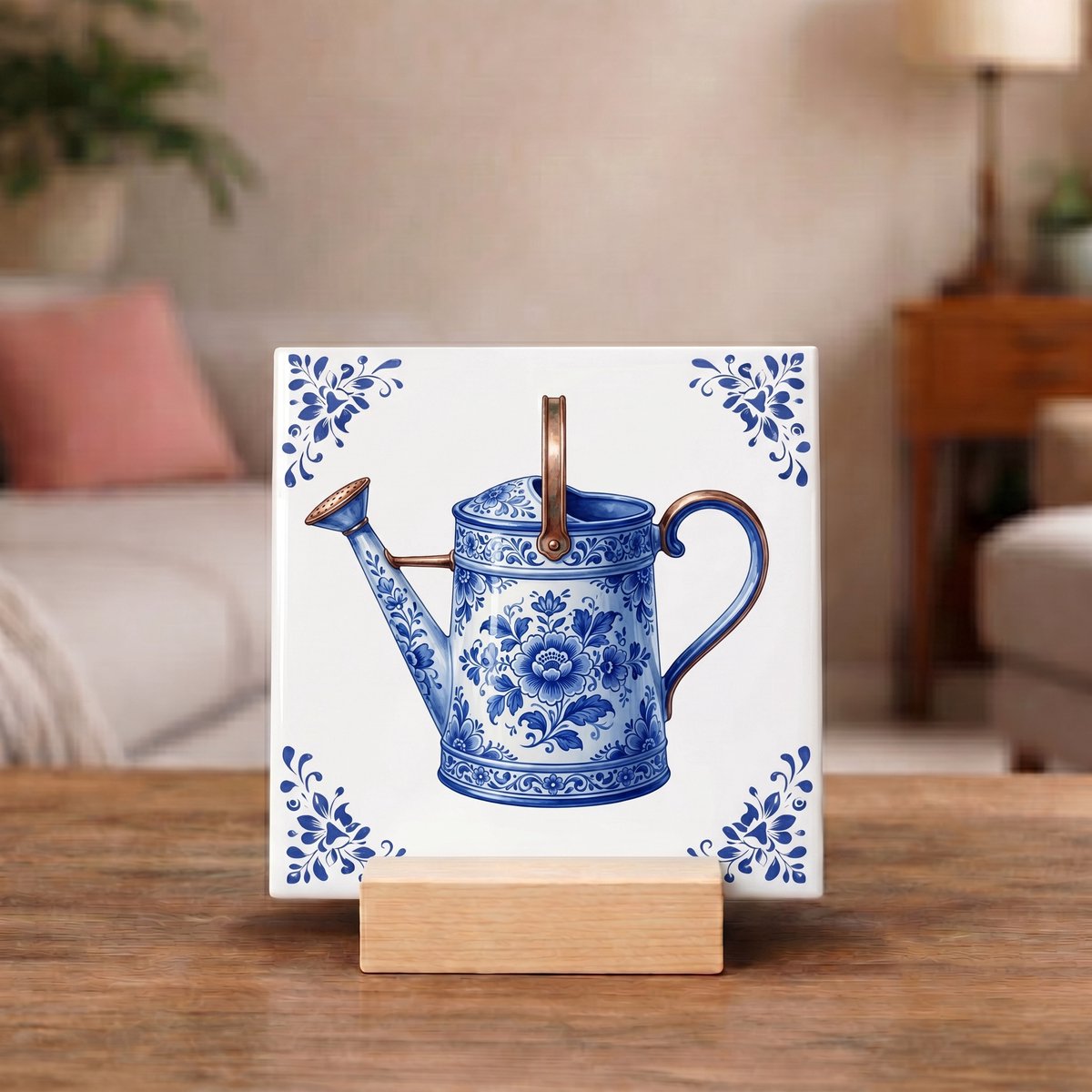 Delftsblauw Tegeltje 11x11 Gieter – Tuinliefhebber Cadeau