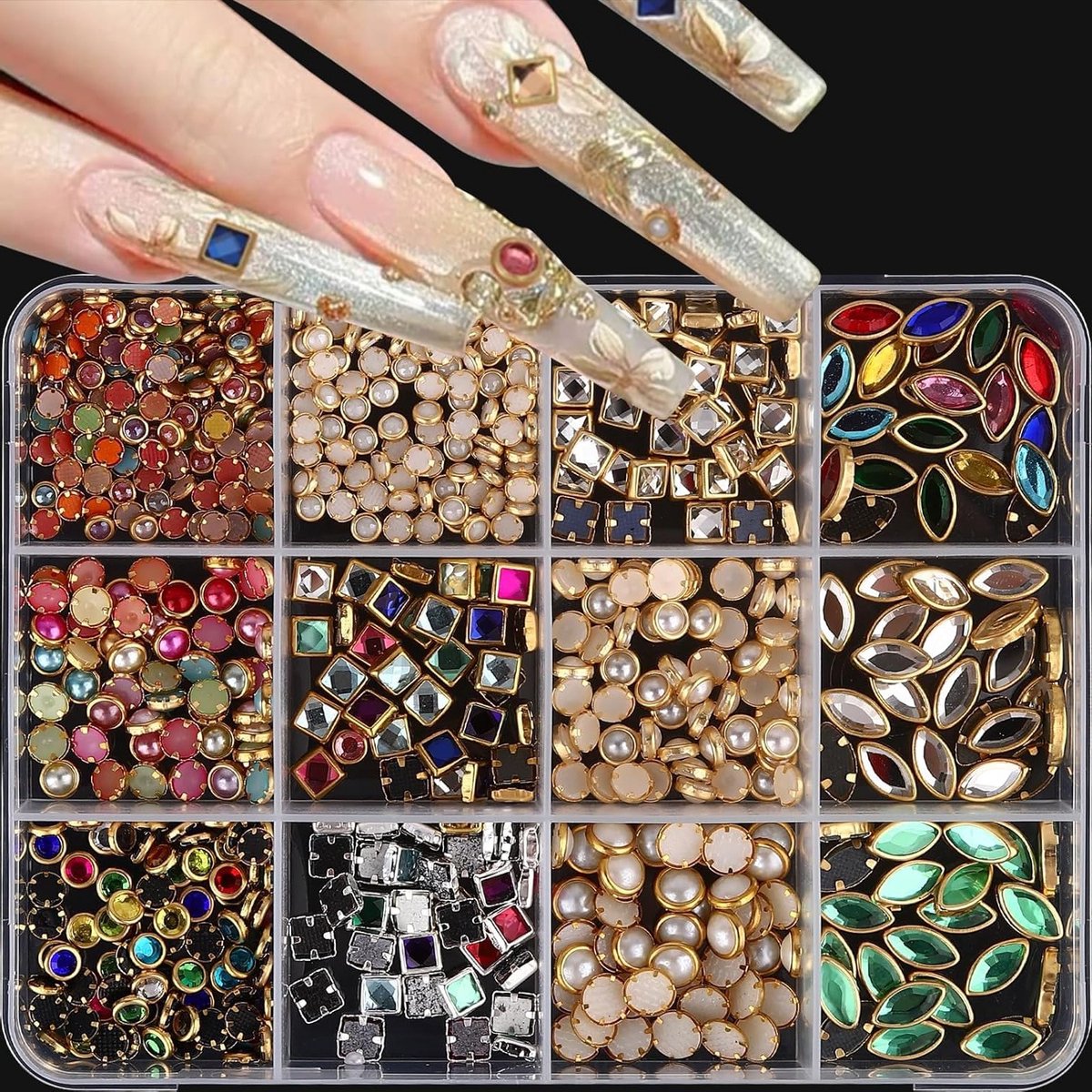 Luxury 3D Nail Pendants met Strasssteinen en Multicolor Figuren voor Nail Art en Versieringen met Rhinestones