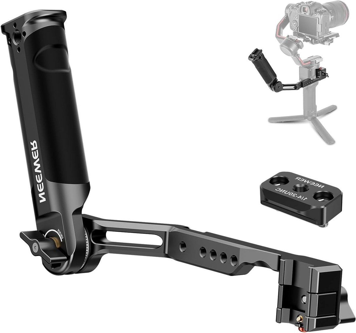 Verstelbare Gimbal Sling Handle Grip met NATO Rail voor DJI RS4, RS3 en Ronin-SC - Ideaal voor Lage Hoek Opnamen, Maximaal Draagvermogen 15 LB