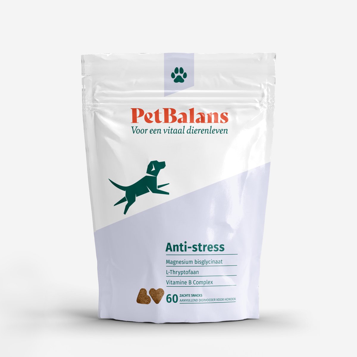 PetBalans Anti-Stress Supplement voor Honden – Rust & Ontspanning – met Magnesium Bisglycinaat, L-Tryptofaan & Vitamine B Complex – 60 Snoepjes