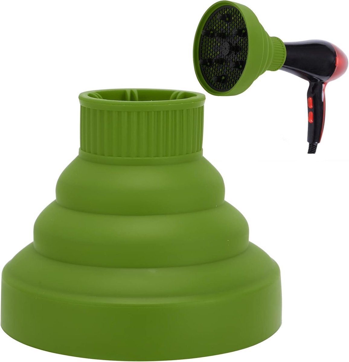 Föhn Diffuser - Haar Diffuser - Krullen Stylen - Opvouwbaar Siliconen Materiaal - 15 x 15 x 6 cm - Groen