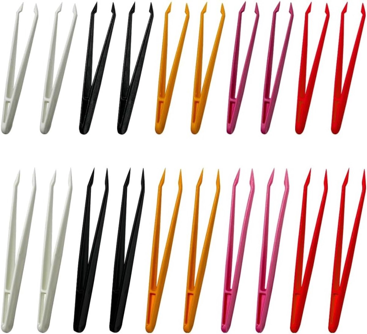 Kleurige Anti-slip Plastic Pincetten Set van 20 Stuks voor Handwerk, Sorteren en Elektronica Reparatie Beads DIY Creaties