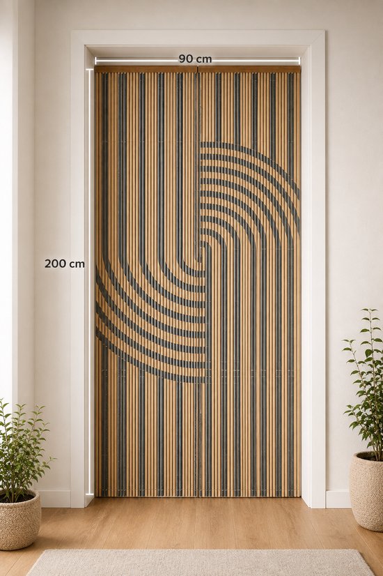 Dutchers®Japandi Vliegengordijn 90x200 cm Bamboe - Deurgordijn - Deurhor - Horgordijn - Bamboegordijn - Kralengordijn deur - Japandi Print van Merkloos — afbeelding 3