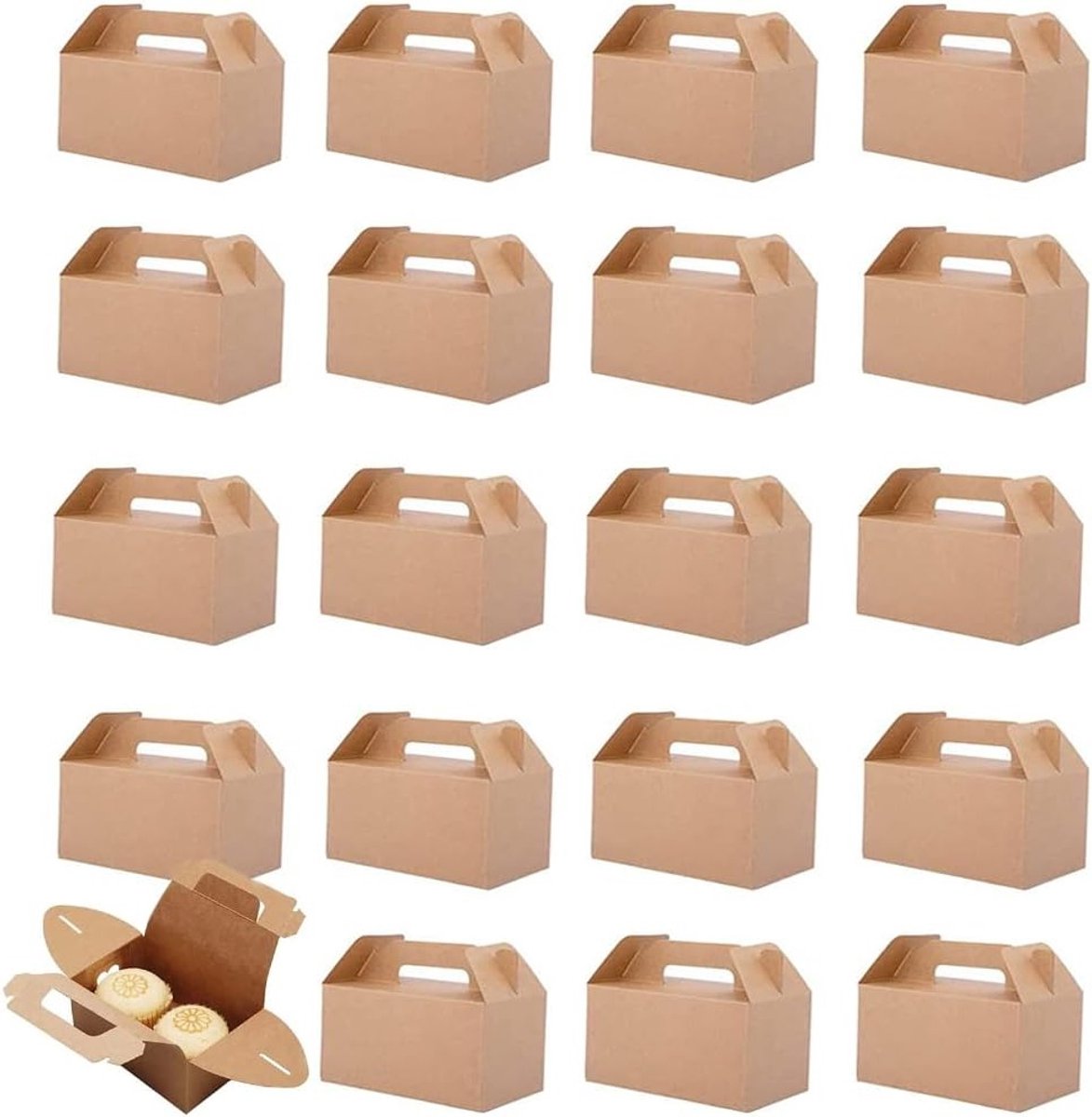 Voedseldozen Set van 20 - Cadeau Dozen voor Taarten, Gebak, Pizza en Koekjes - Vouwbare Kartonnen Kraft Papier Dozen
