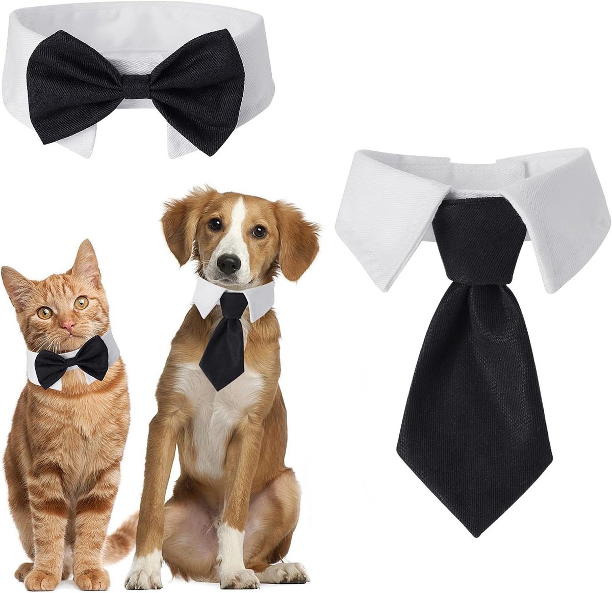 Verstelbare Tuxedo Strik voor Honden en Katten, 2 Stuks, Formele Dierenhalsband voor Bruiloft en Verjaardag