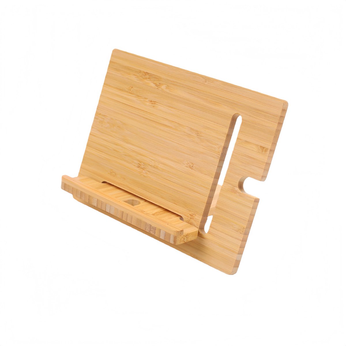Decopatent - Universele Telefoonhouder / Tablethouder - Telefoon houder van Bamboe hout - tablet / iPad houder - standaard voor gsm Afm Staand: 15x20x0.8 Cm - Afm Liggend: 20x15x0.8 Cm. — cadeau in Telefoon & Tablet - foto 7