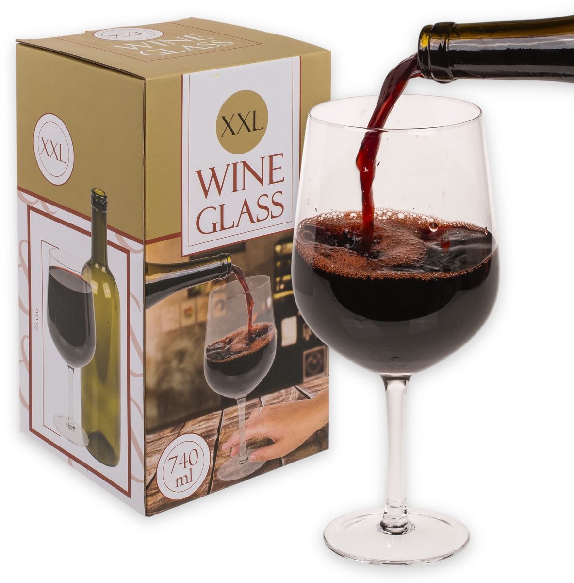 XXL Wijnglas 740 ml - Groot Moodglas voor Wijnliefhebbers - Hoogte 22 cm