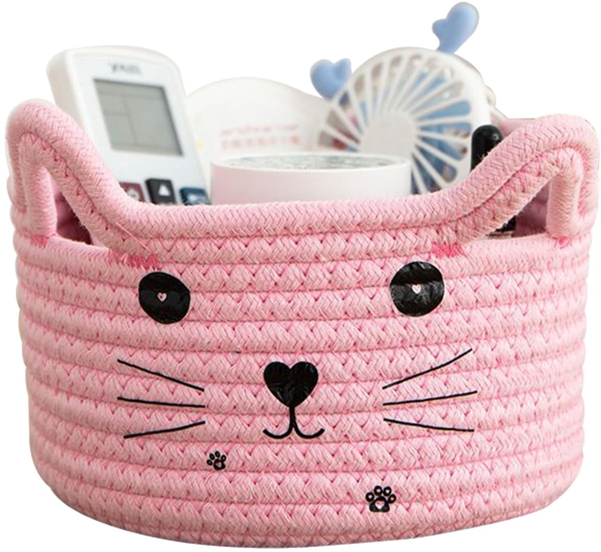 Allecto - Opbergmand - Gevlochten Katoen - Speelgoedopslag - Roze - Baby's en Kinderen - Ruimtebesparend - Multifunctioneel - Decoratief