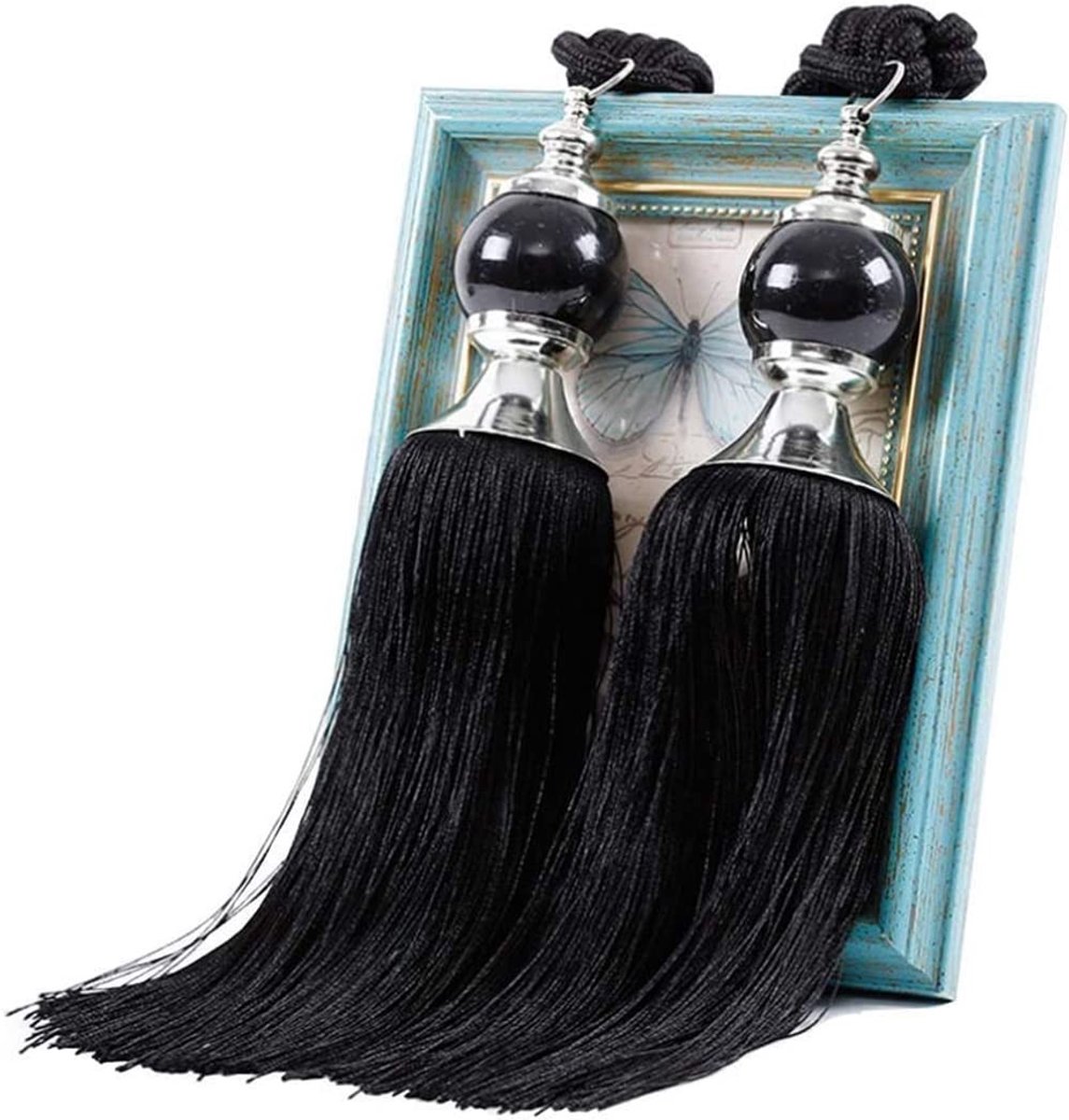 Allecto - Gordijn Tiebacks - Elegante Decoratie - Kristallen Kralen - Zwart - Interieuraccessoires - Luxe uitstraling - Geschikt voor elke ruimte -..