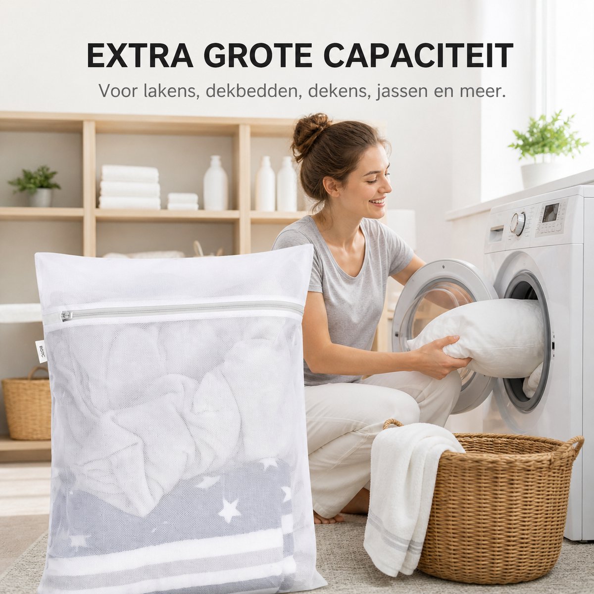 BOTC Waszakken - 90*110cm Waszak Groot - 1 set van 2 stuks - Waszak Wasmachine - Laundry bag - Waszakken - Wit — afbeelding 7