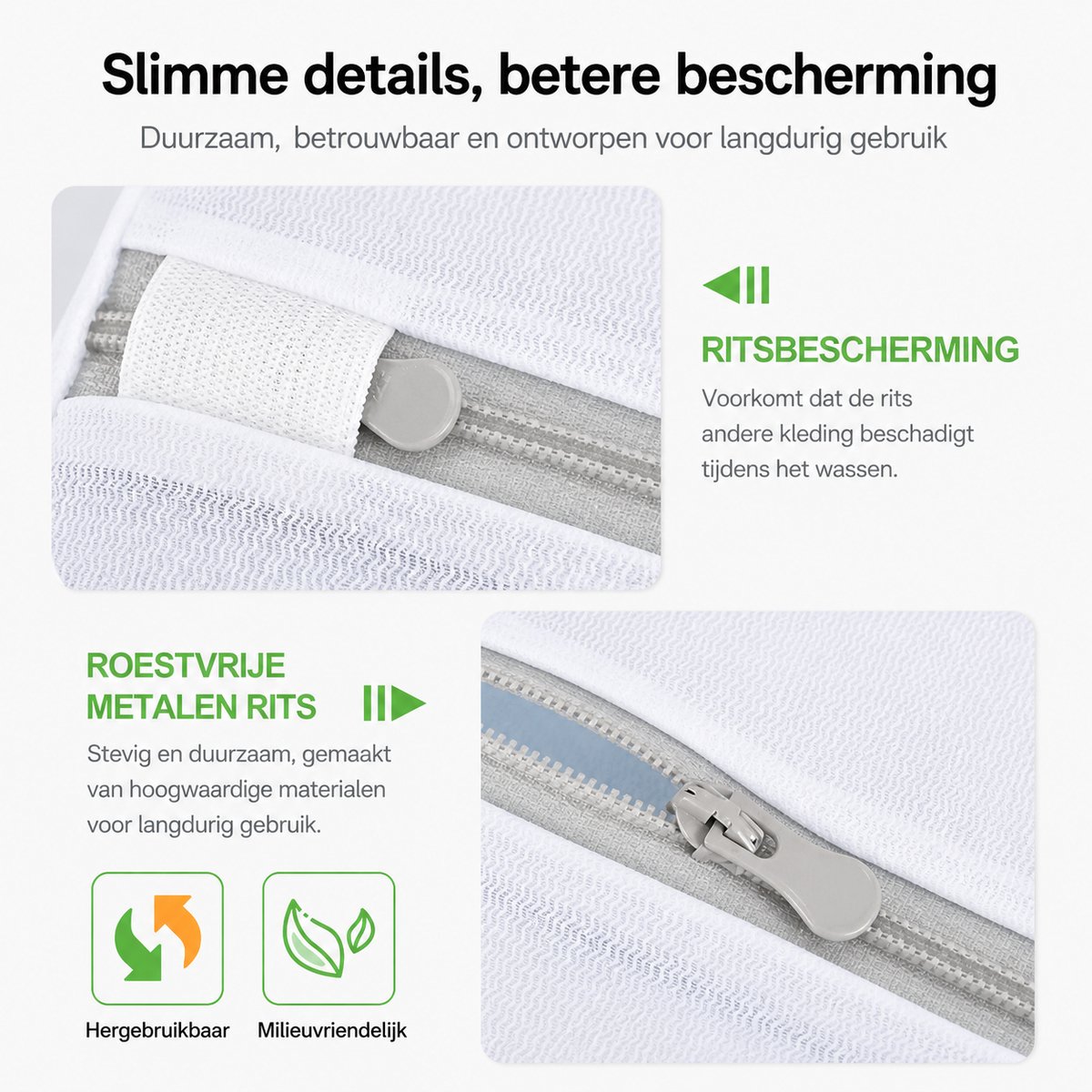 BOTC Waszakken - 90*110cm Waszak Groot - 1 set van 2 stuks - Waszak Wasmachine - Laundry bag - Waszakken - Wit — afbeelding 2