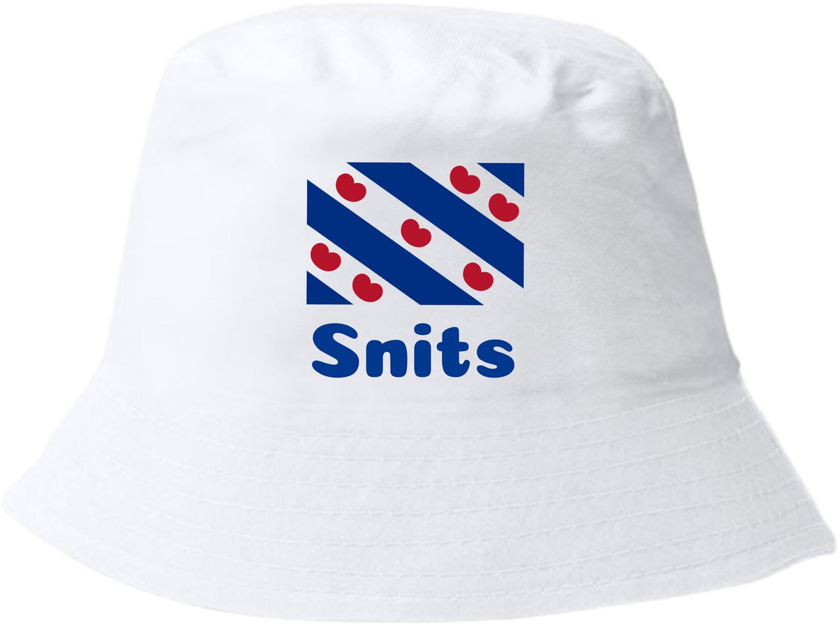 Bucket hat Friesland - gepersonaliseerd met eigen tekst - Friese Vlag - festival - wit