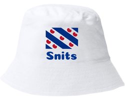 Bucket hat Friesland - gepersonaliseerd met eigen tekst - Friese Vlag - festival - wit
