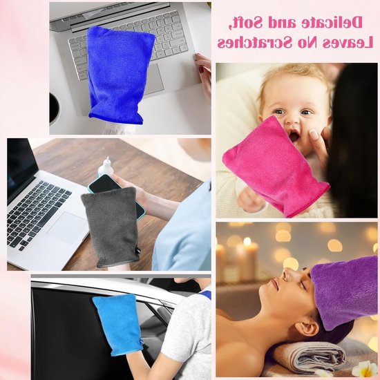 Set van 6 microvezel washandjes in diverse kleuren voor lichaam en gezicht, superzacht en absorberend, ideaal voor baby’s en kinderen — afbeelding 3