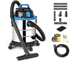 YOR® Bouwstofzuiger Zonder Zak - Alleszuiger Met Accessoires - Waterzuiger Met 20 Liter Reservoir - Stofzuiger - Met Waterfilter En Blaasfunctie – 1200 Watt - Voor Binnen en Buitenreiniging - blauw-zwart - 35cm x 35cm x 51cm; 4kg