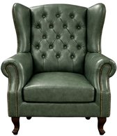 Chesterfield Fauteuil - Groen - Leer - Stoel Chesterfield - Arm Chair - Lounge Chair - Clubfauteuil - Relaxfauteuil - Loungestoel - Zetel