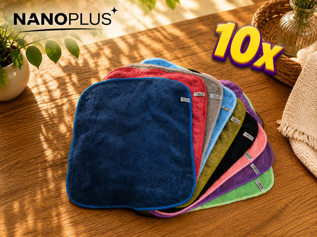 10xMulticolorNanodoek/Nanoplus/Vaatdoek/Schoonmaakdoek/36x31