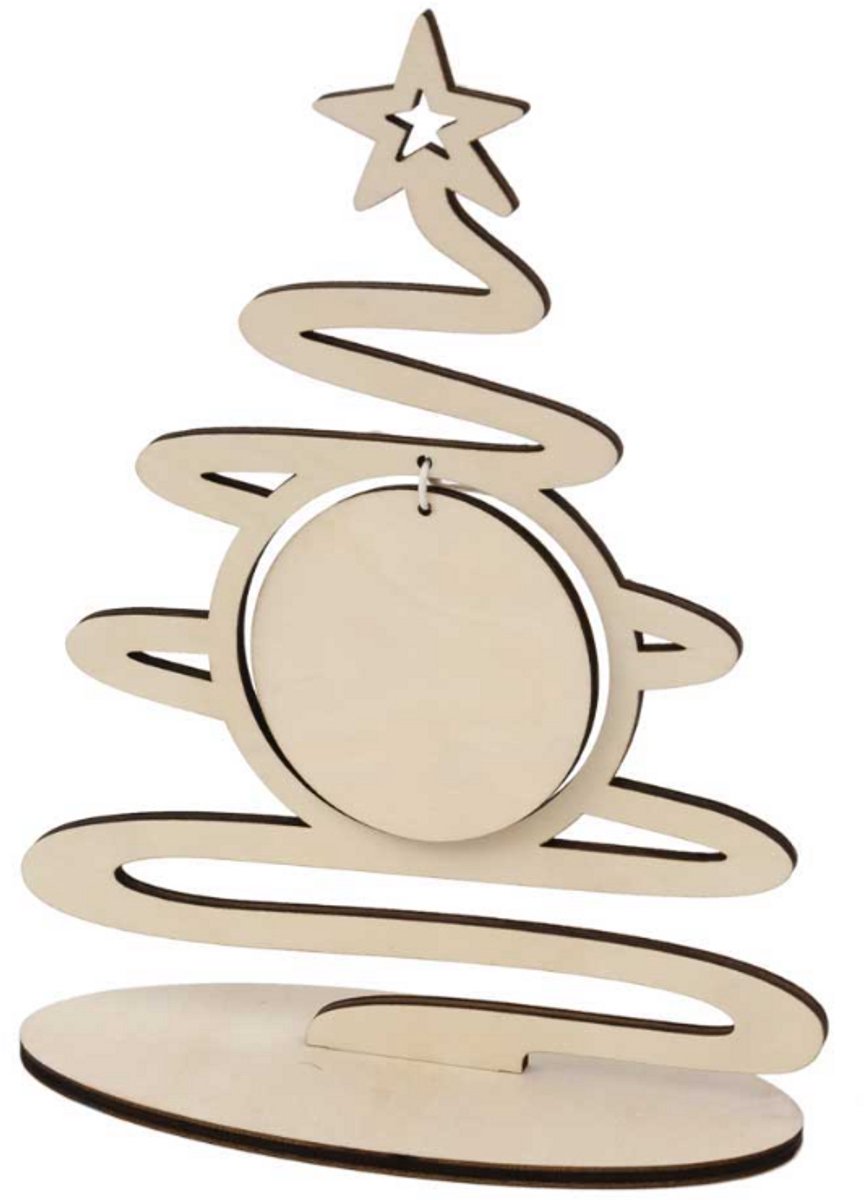Hobbygroep houten kerstboom decoratie 18,5x24,5 cm kerst sfeer.