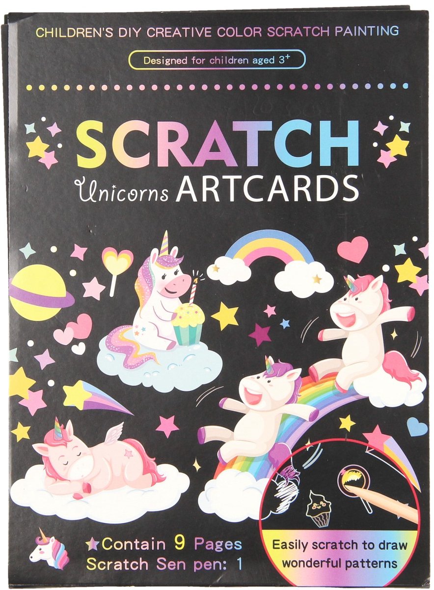 Lobbes eenhoorn scratch kaarten creatief speelgoed voor kinderen.