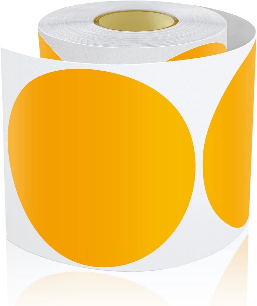Allecta - Grote 90 mm Ronde Stickers - Stippen Etiketten Kleurcodering - Weerbestendig - Oranje - 200 Stuks