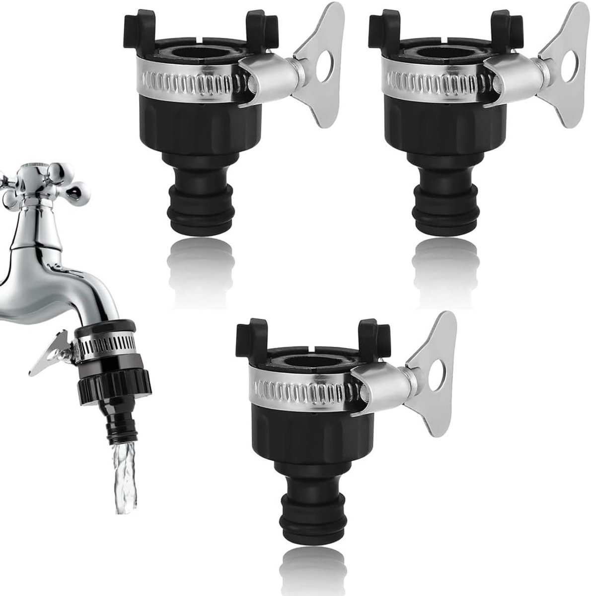 Universele Waterkraan Adapter, 16 mm, Koppeling voor Keuken Slang met Metalen Handvat, Waterinlaat Connector voor Tuin, Keuken en Badkamer met Duurzame Kwaliteit