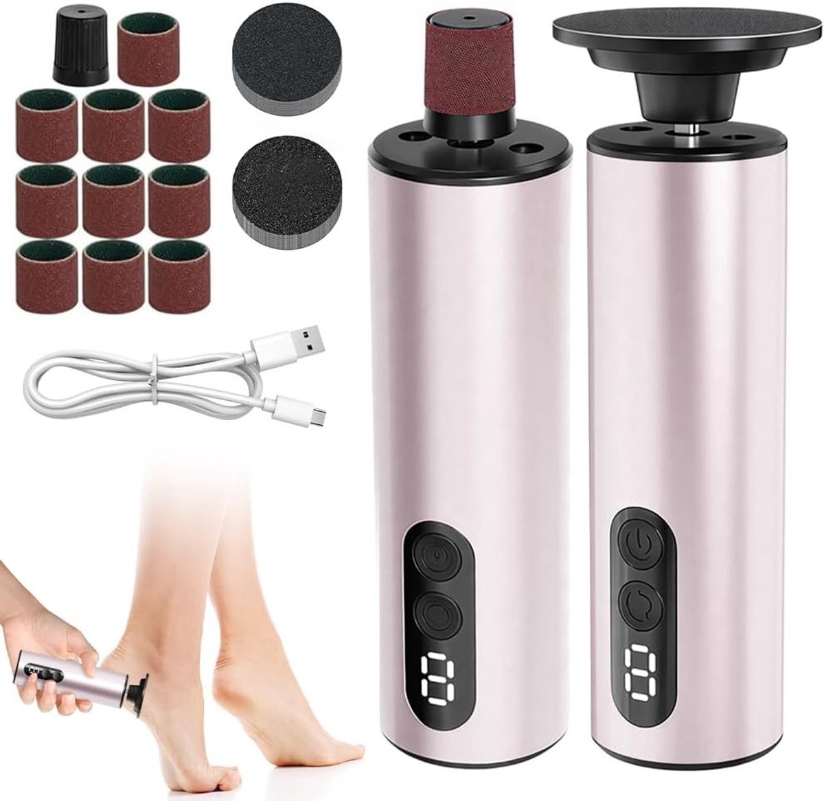 Elektrische eeltverwijderaar voor pedicure, 100% waterproof, met 54 standen en 30 schuurpapier, draadloos en eenvoudig in gebruik