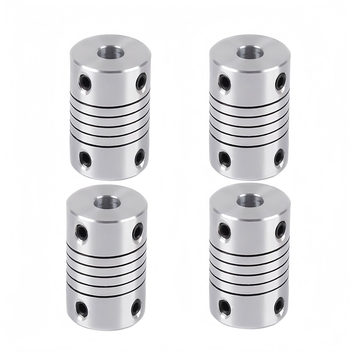 aladdien - Aluminium Flexibele Koppeling - 7mm tot 7mm As Koppeling - Duurzaam en Corrosiebestendig - Zilver - Flexibele Koppeling Connectors - Gesc..
