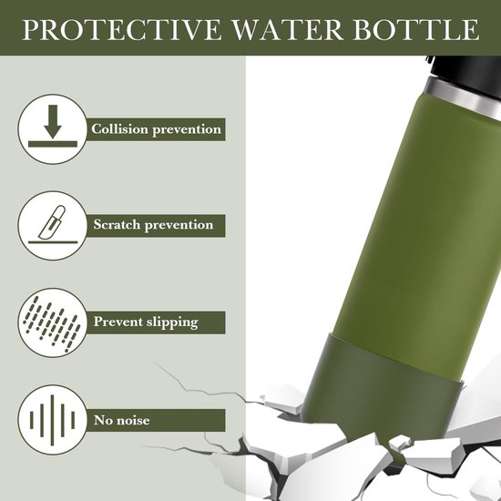 Dailygoods - Dailygoody - waterfleshoezen - siliconen bodembeschermer - legergroen - geschikt voor Hydro Flask - 2-pack waterfleshoezen - bescherming voor flessen van Dailygoods — afbeelding 4