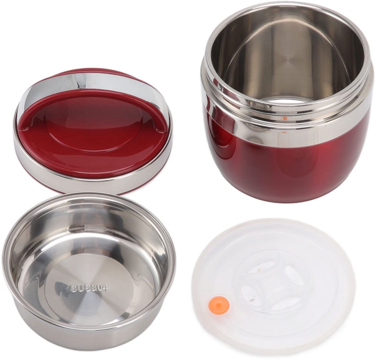 Thermische Lunchbox 1,2L Rood - Lekvrij 304 RVS voor Studenten en Werk