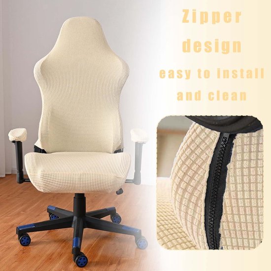 Allecto - Gaming Chair Slipcover - Wasbaar - Comfortabel - Beige Wit - Non-slip - Geschikt voor Gaming Chair, Computer Chair, Office Chair van Allecto — afbeelding 3
