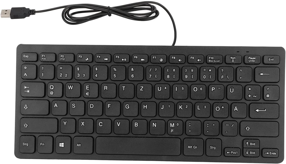 aladdien - Mini Bedraad Toetsenbord - Ultradun 78 Toetsen - Compact en Lichtgewicht - Duits Taaltoetsenbord - Ideaal voor Kantoor en Gaming - USB Aa..