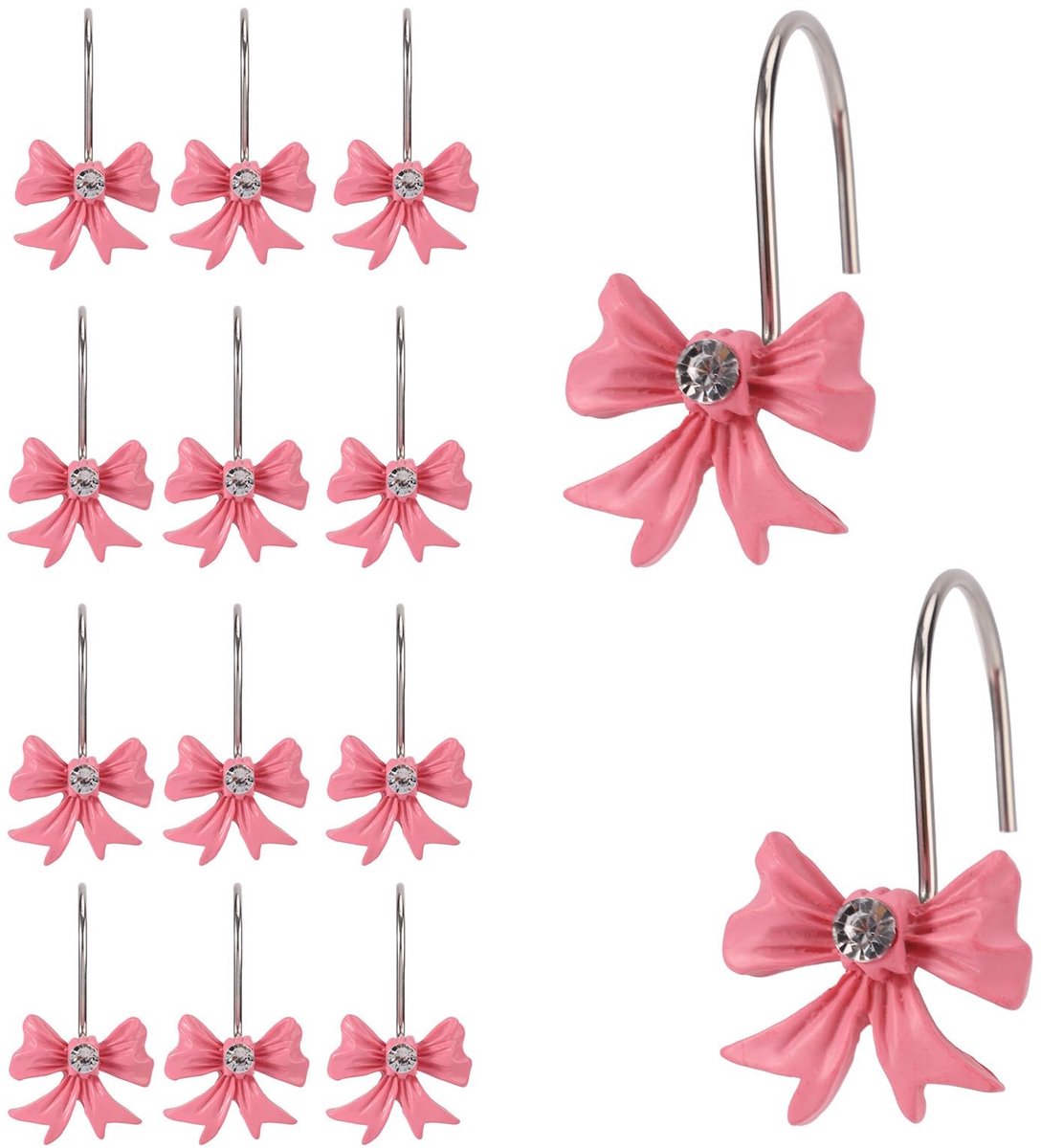 Allecto - Badkamer Haakjes - Decoratieve Doucheringshaken - Schattige Strikontwerpen - Roze - Kinderen en Babykamers - Kunst Decor - 12 Stuks