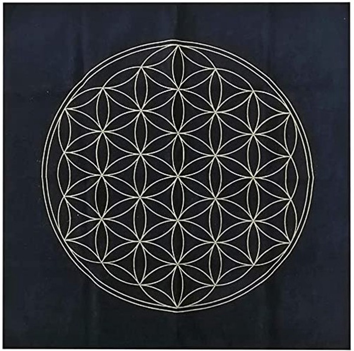 Allecto - Tarot Tafelkleed - Flower of Life - 50x50 cm Flanel - Voor Tarot en Astrologie - Decoratief tafelkleed - Geschikt voor spirituele sessies...