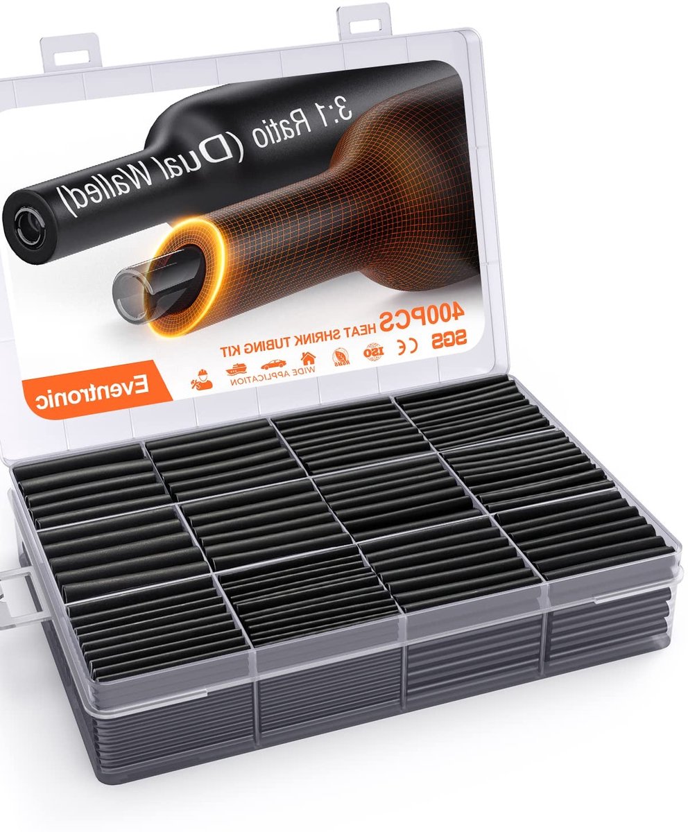 400 Stuks Warmtekrimpkous met Lijm en Dubbele Wand, 3:1 Krimpverhouding, 40.5 Meter, IP68 Waterdicht voor Elektrische Isolatie en Bescherming