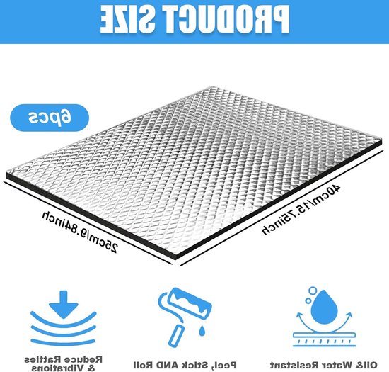 Zelfklevende Isolatiematten 40 x 25 cm - Geluidsisolatie en Warmte-isolatie voor Auto's, Deuren en Motorruimtes, Snijbaar voor Perfecte Pasvorm — afbeelding 5