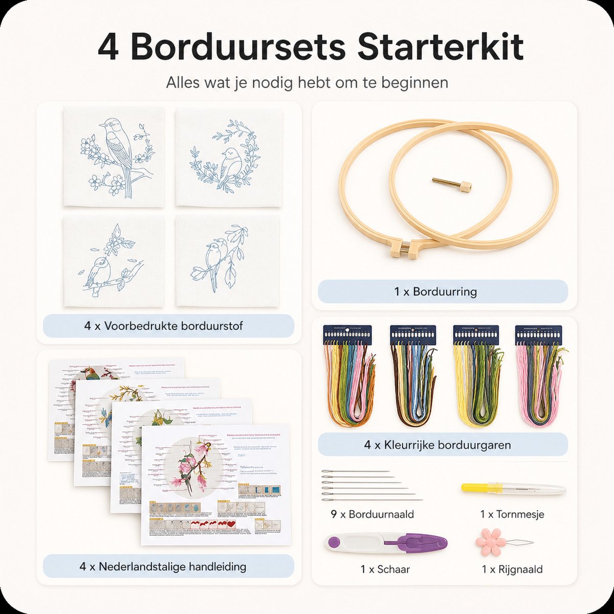 BOTC Borduurpakket - Borduurset van 4 - Borduurpakketten voor Volwassenen - Hobby en Creatief - Borduren — afbeelding 4