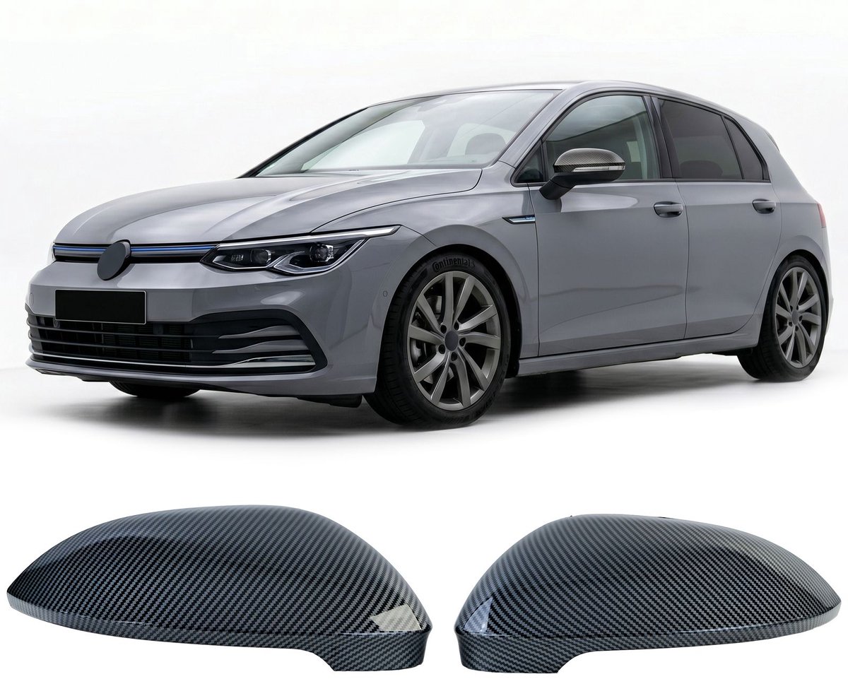 Spiegelkappen Geschikt Voor VW Golf 8 MK8 Gti Tdi R Line Clubsport R20 Tsi 45 Tcr Carbon Look ZONDER DODE HOEK GAT!