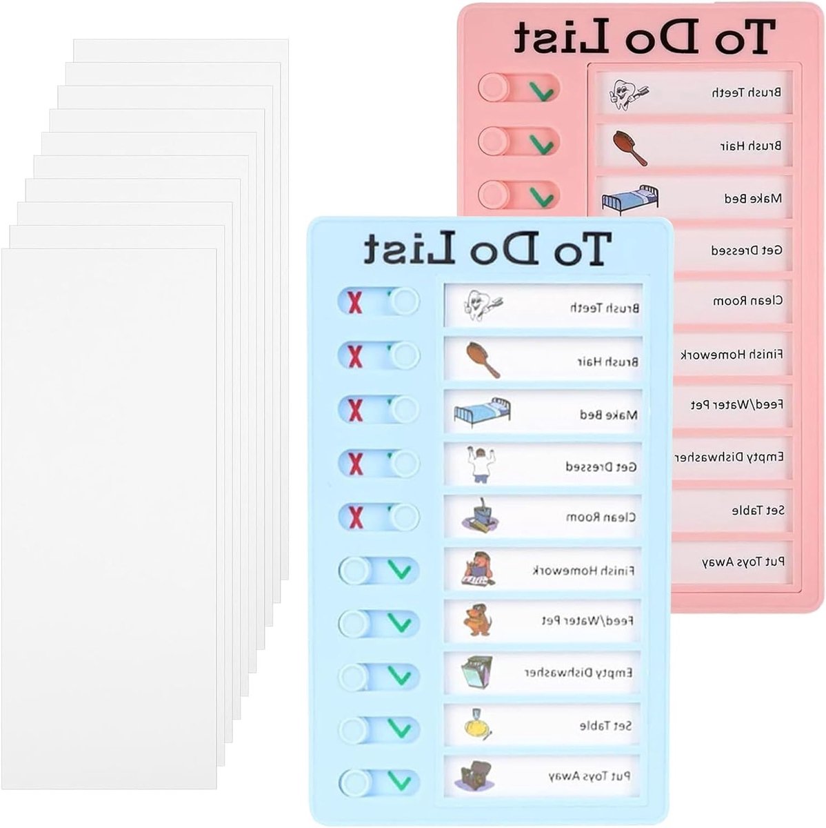 To-do lijst voor kinderen, takenbord met 10 verwisselbare vellen, dagelijkse planner en checklist voor een gestructureerde routine