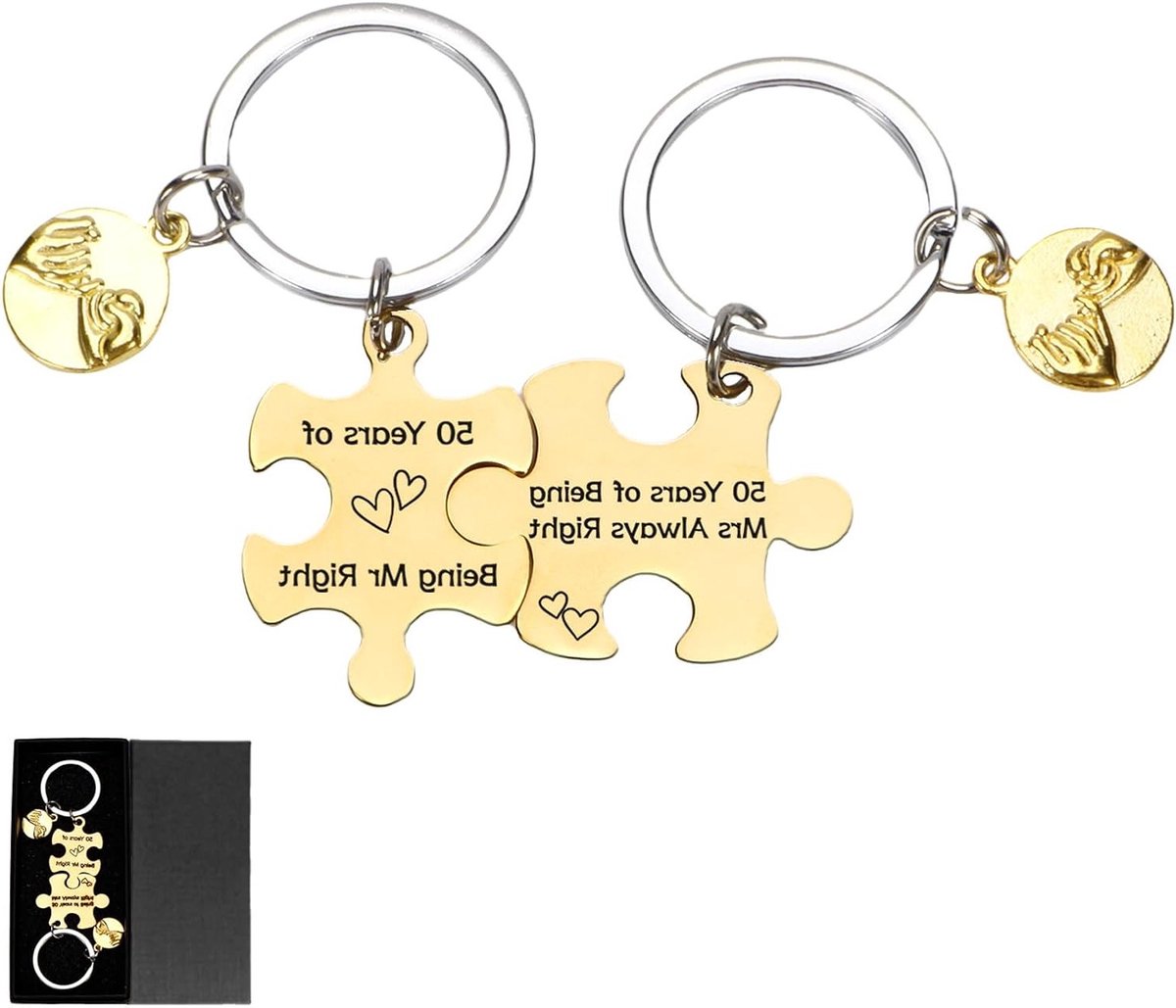 Unieke gepersonaliseerde puzzel sleutelhanger als trouwcadeau, jubileumgeschenk voor stellen, verjaardagscadeau voor hem en haar