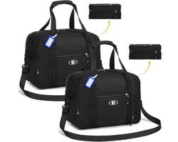 Reisbagage Set van 2 Stuks voor Wizzair en Volotea - Vouwbare Weekendtas, Sporttas en Waterdichte Cabin Bag (Zwart) 40x30x20, 25L