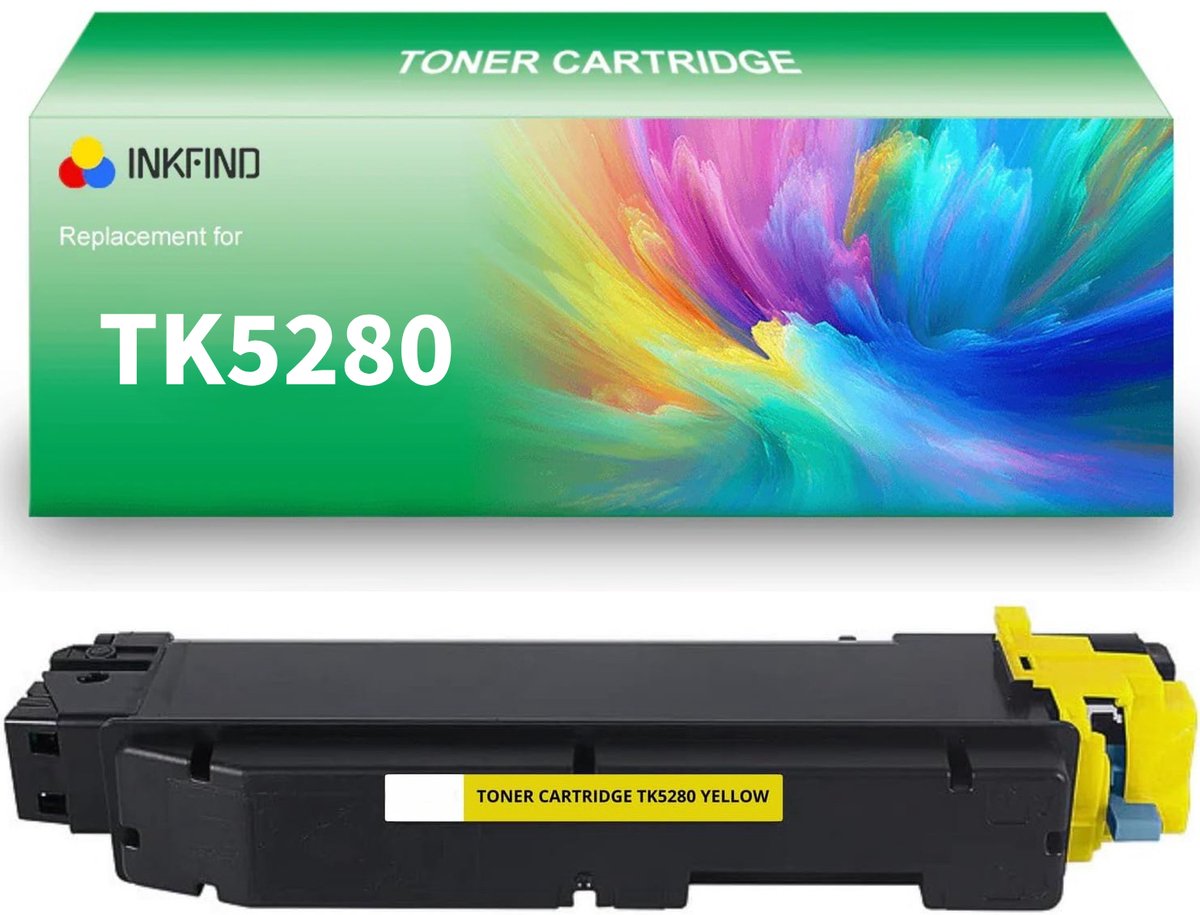 INKFIND TK-5280 Geel tonercartridge compatibel met Kyocera TK5280 TK-5280 Geel geschikt voor Kyocera ECOSYS M 6235cidn/6235cidnt/6635cidn/P 6235cdn - 1-pack Geel