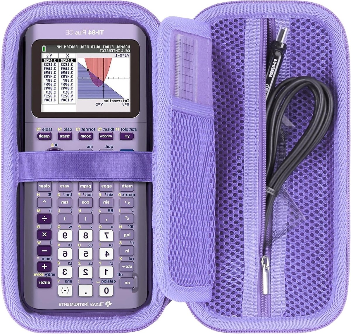 Duurzame hard case voor grafische rekenmachines zoals TI-84 Plus CE, TI-Nspire CX II en TI-83 Plus - Paars en schokbestendig